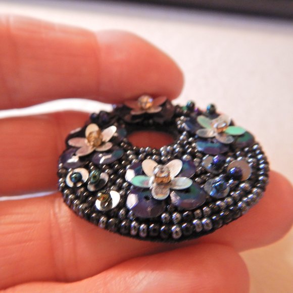 Beaded Black / Midnight Blue  Earrings - Picture 5 of 6